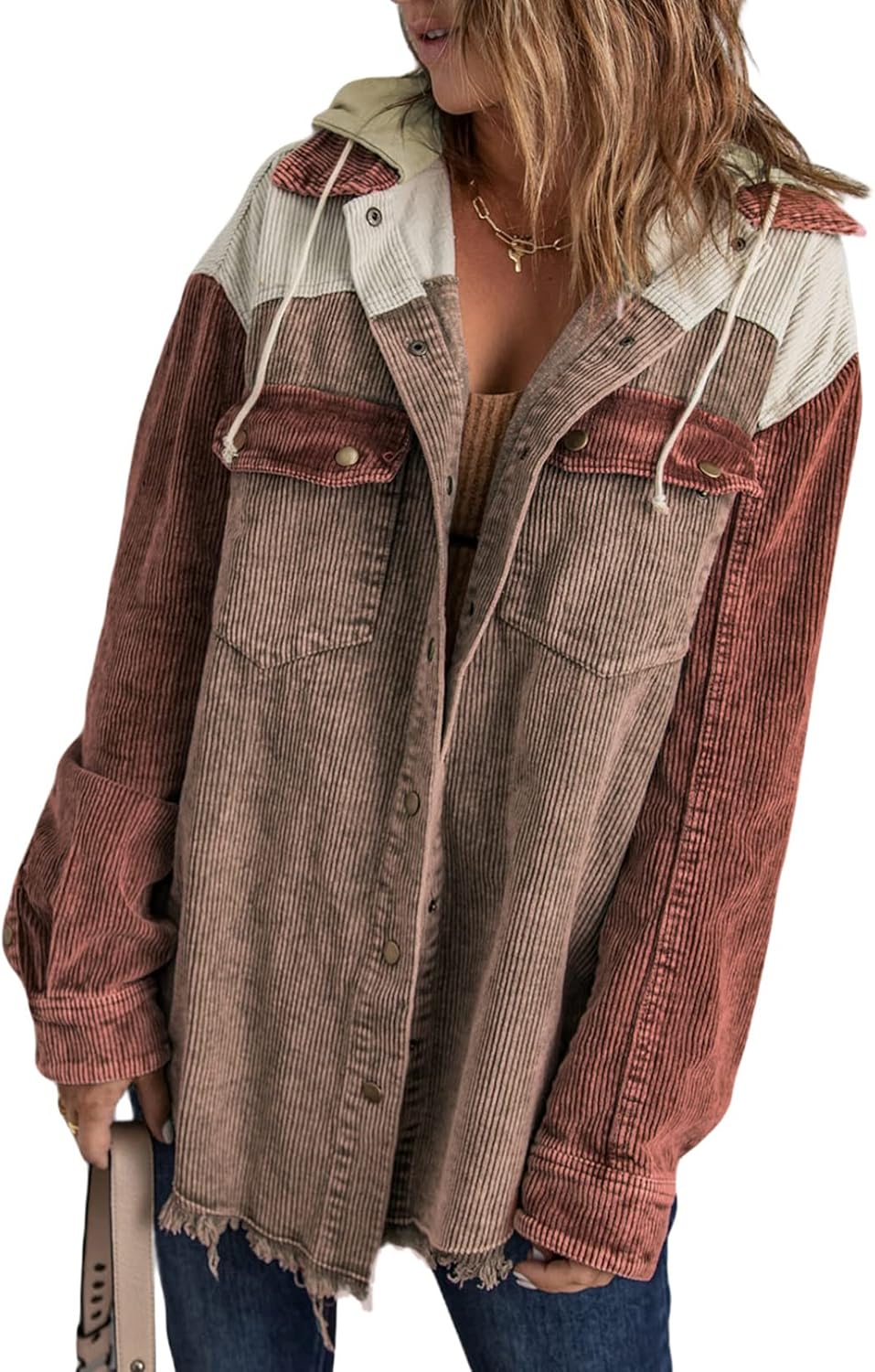 Corduroy Color Block Shacket