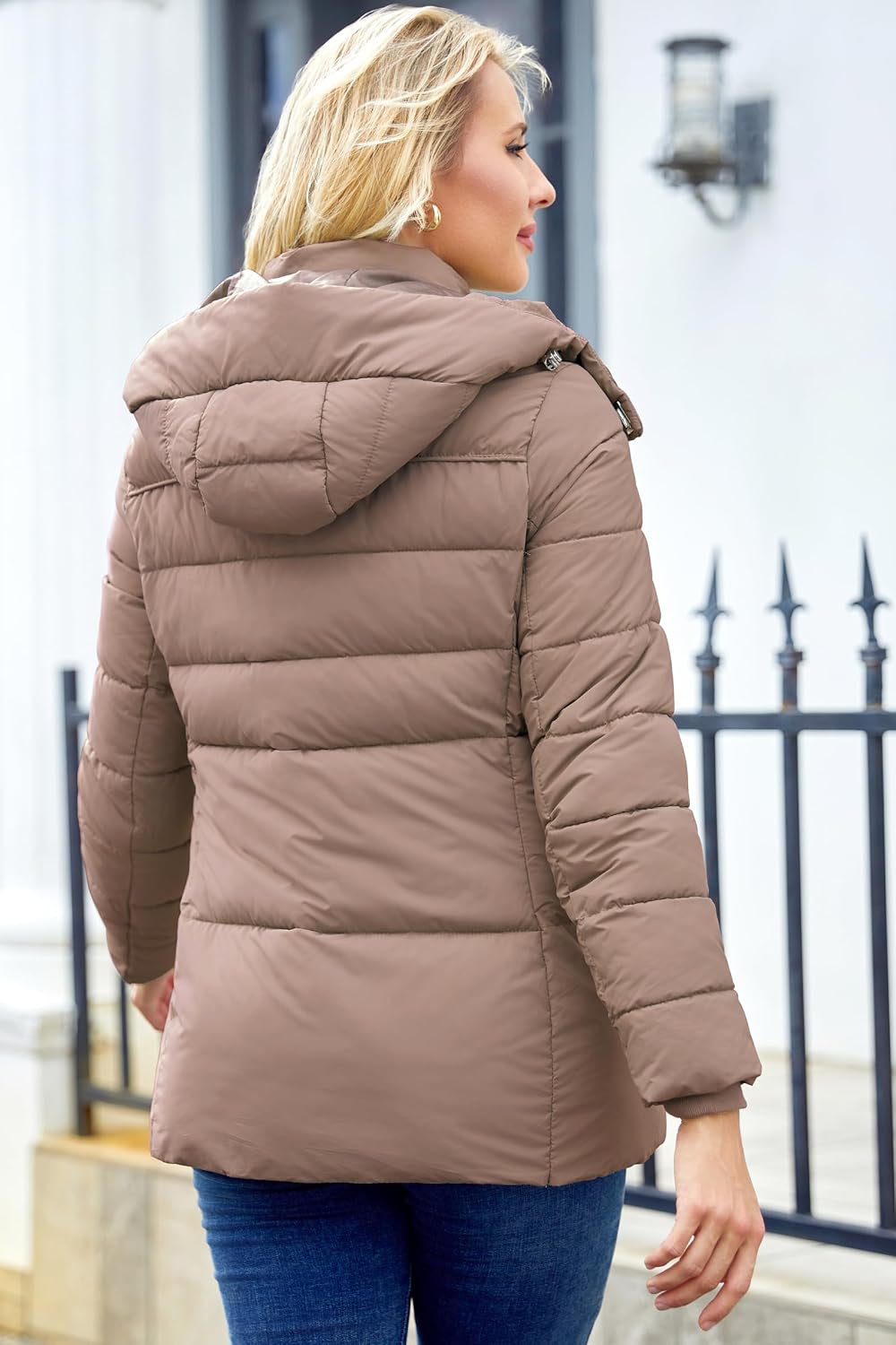 Packable Puffer with Hood Warm Lightweight