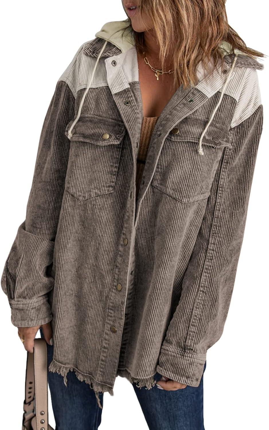 Corduroy Color Block Shacket