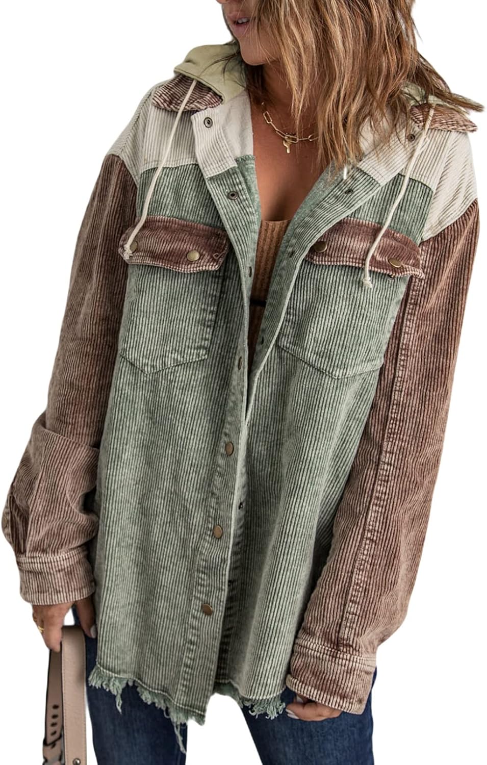 Corduroy Color Block Shacket