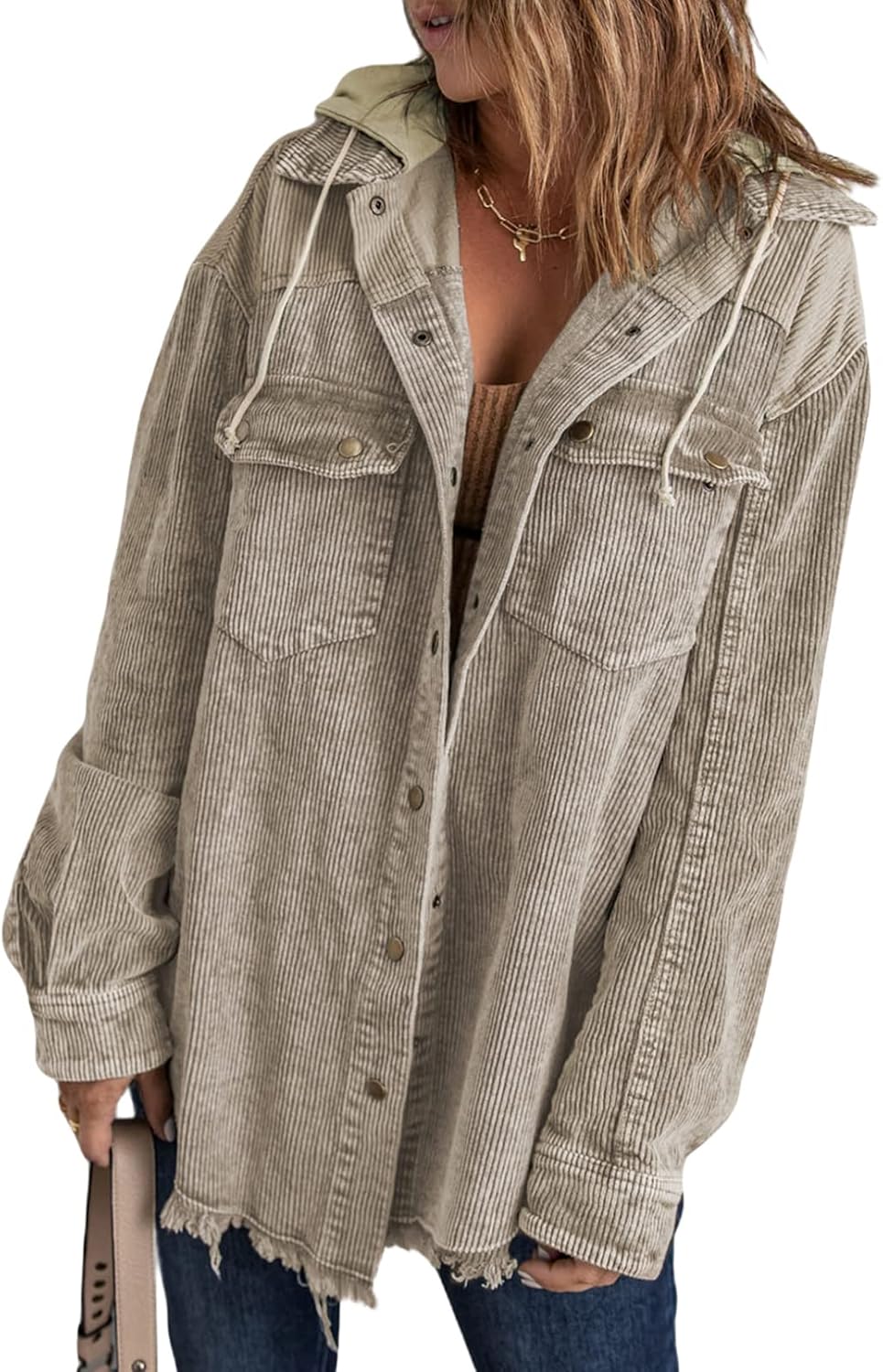 Corduroy Color Block Shacket