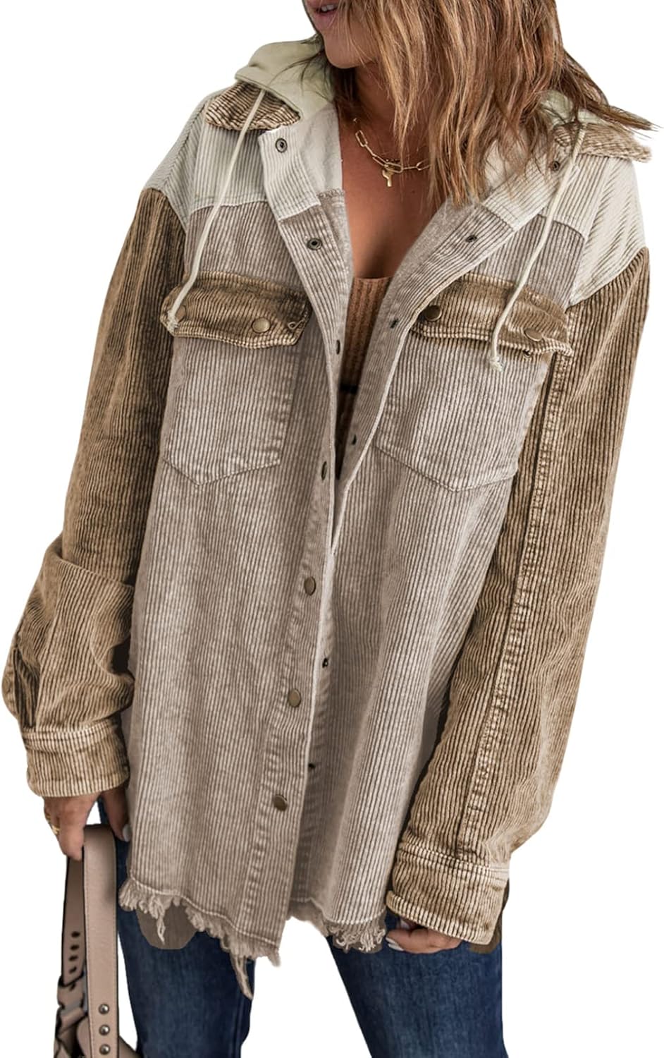Corduroy Color Block Shacket