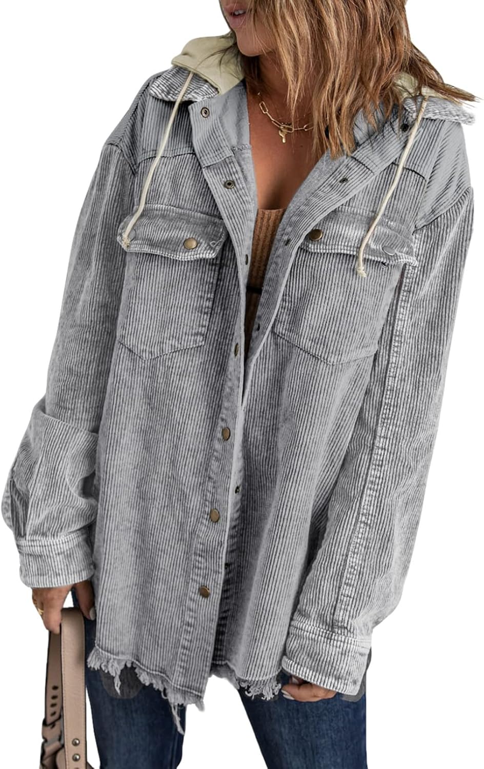 Corduroy Color Block Shacket