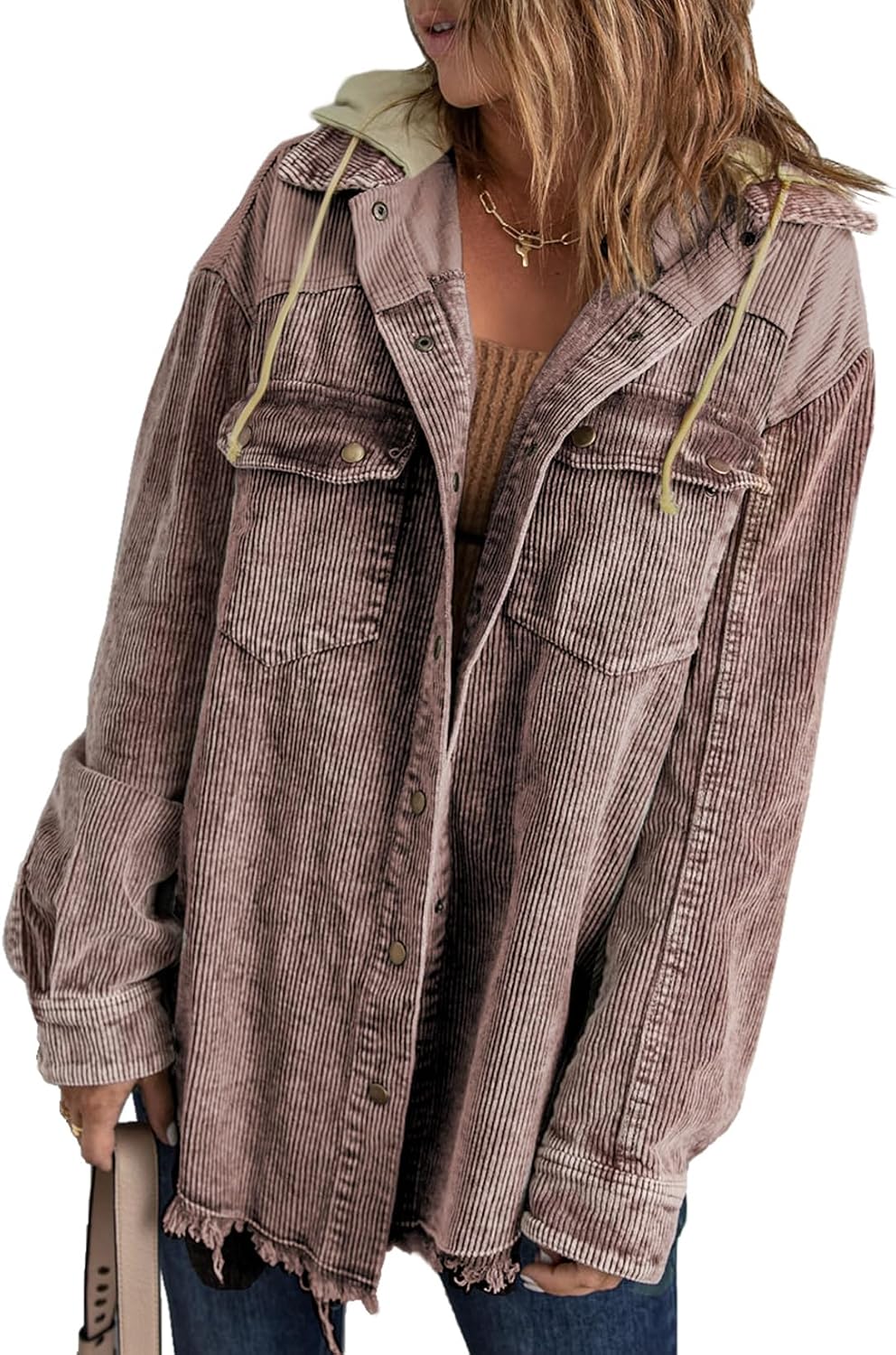 Corduroy Color Block Shacket