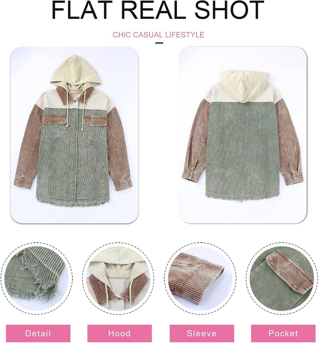 Corduroy Color Block Shacket