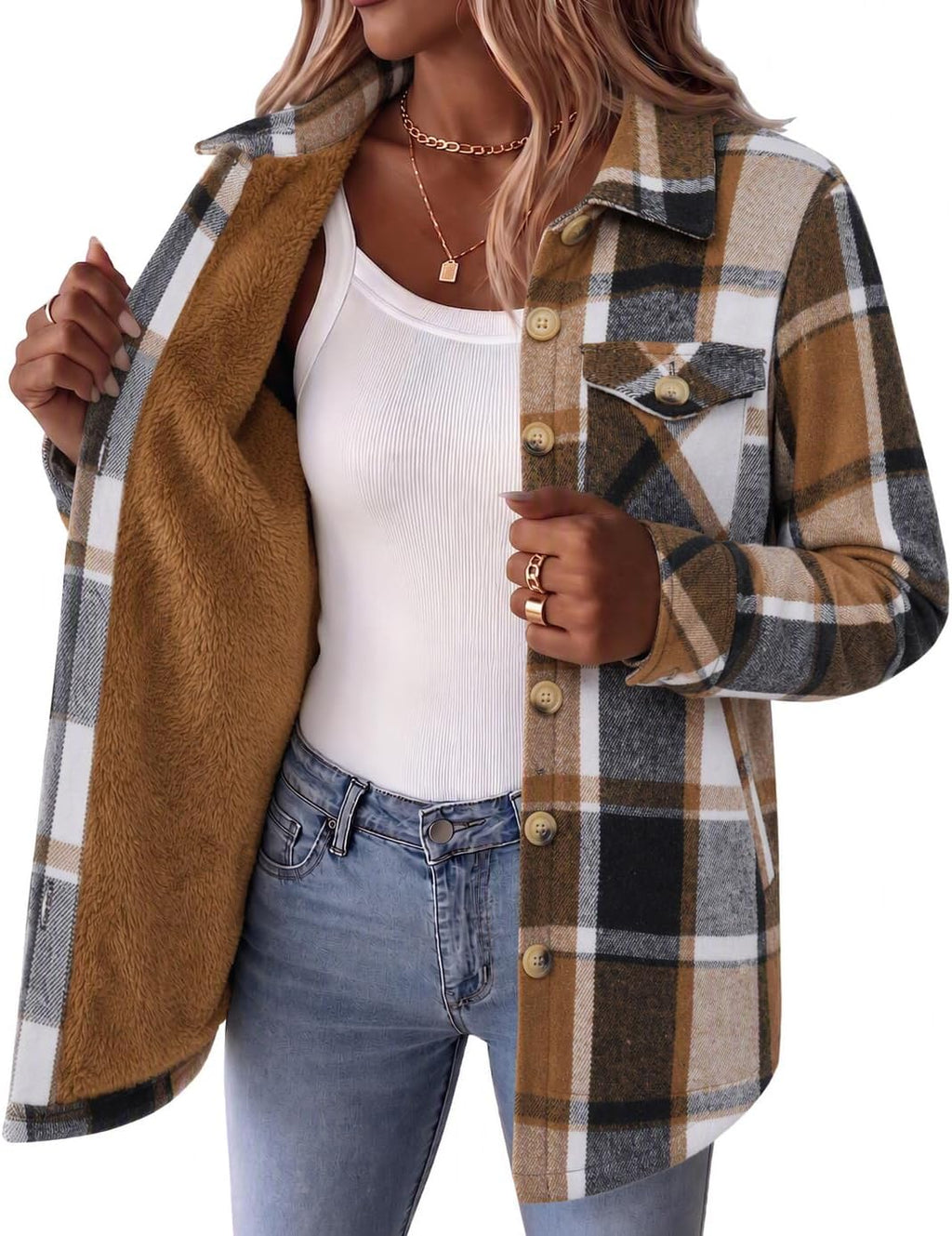 Sherpa Lined Plaid Coat