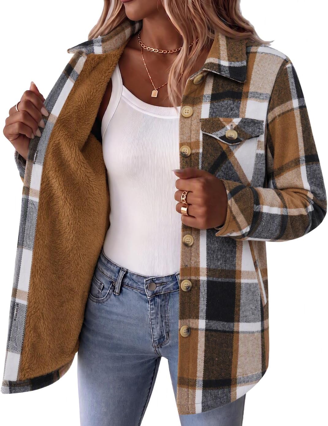 Sherpa Lined Plaid Coat