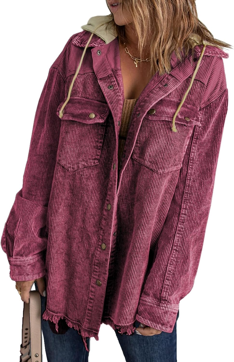 Corduroy Color Block Shacket