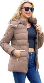 Packable Puffer with Hood Warm Lightweight