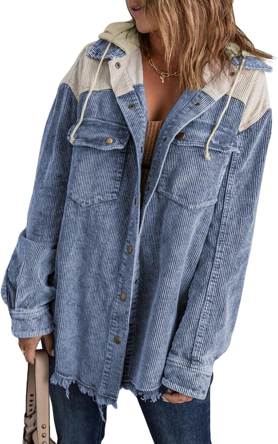 Corduroy Color Block Shacket
