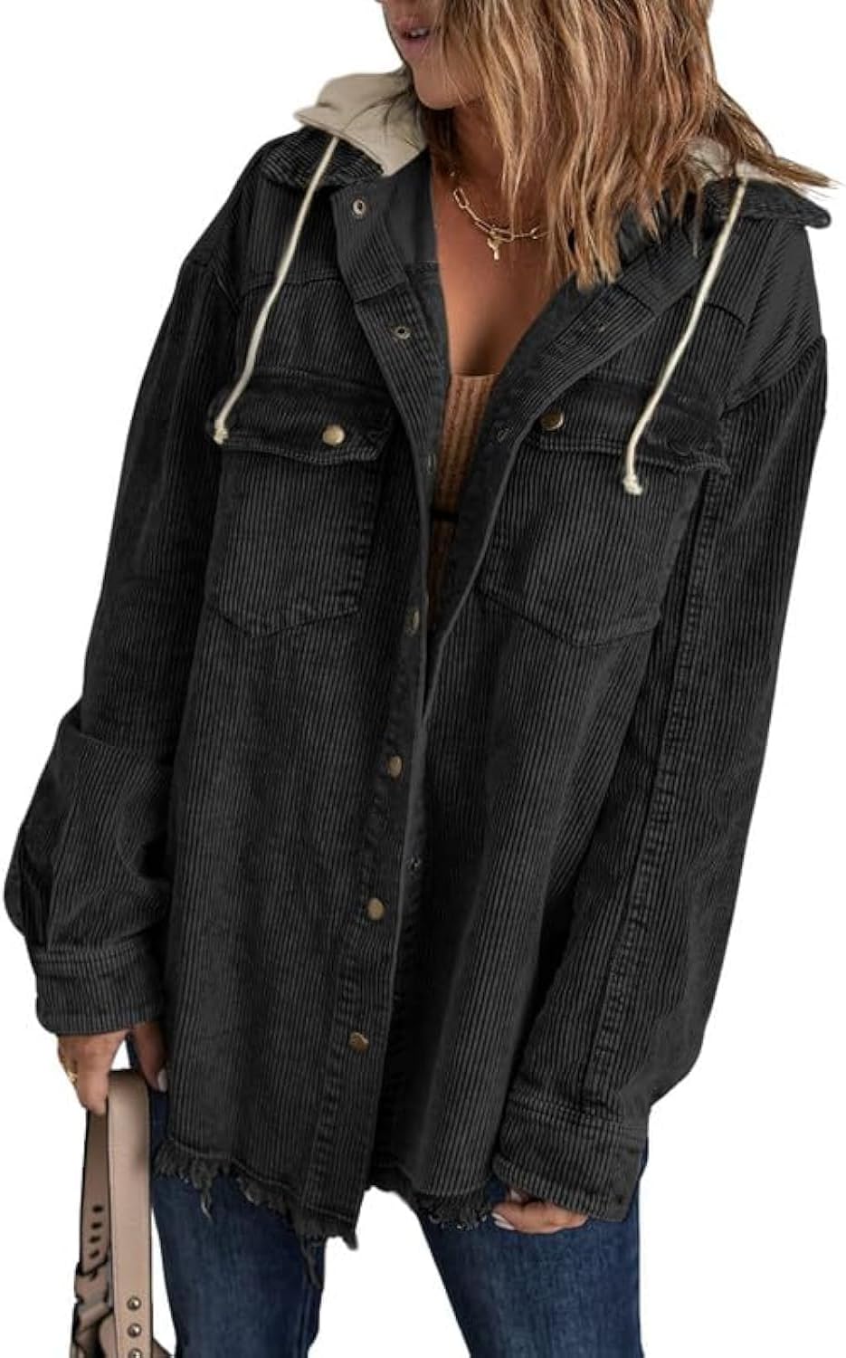 Corduroy Color Block Shacket
