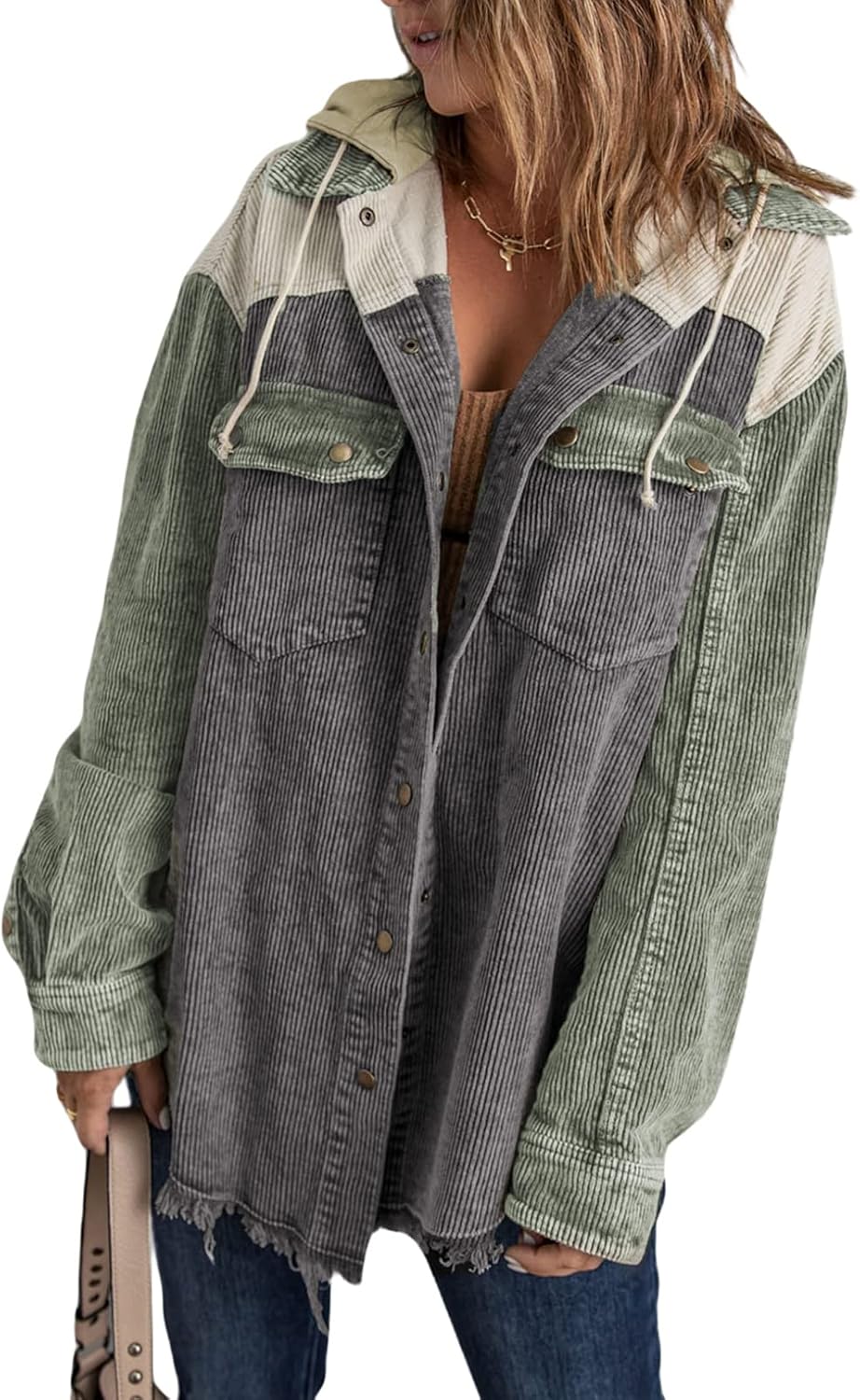 Corduroy Color Block Shacket