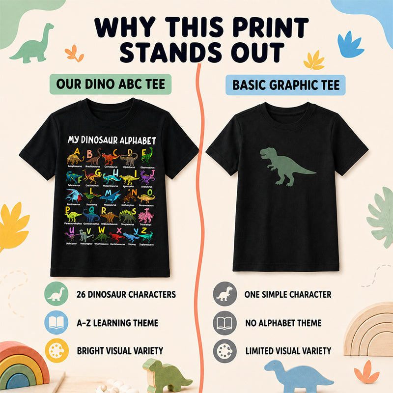 🔥🎁 New Arrival: Half-Price Offer 🔥 Children's T-shirt with Dinosaur and Letter Prints