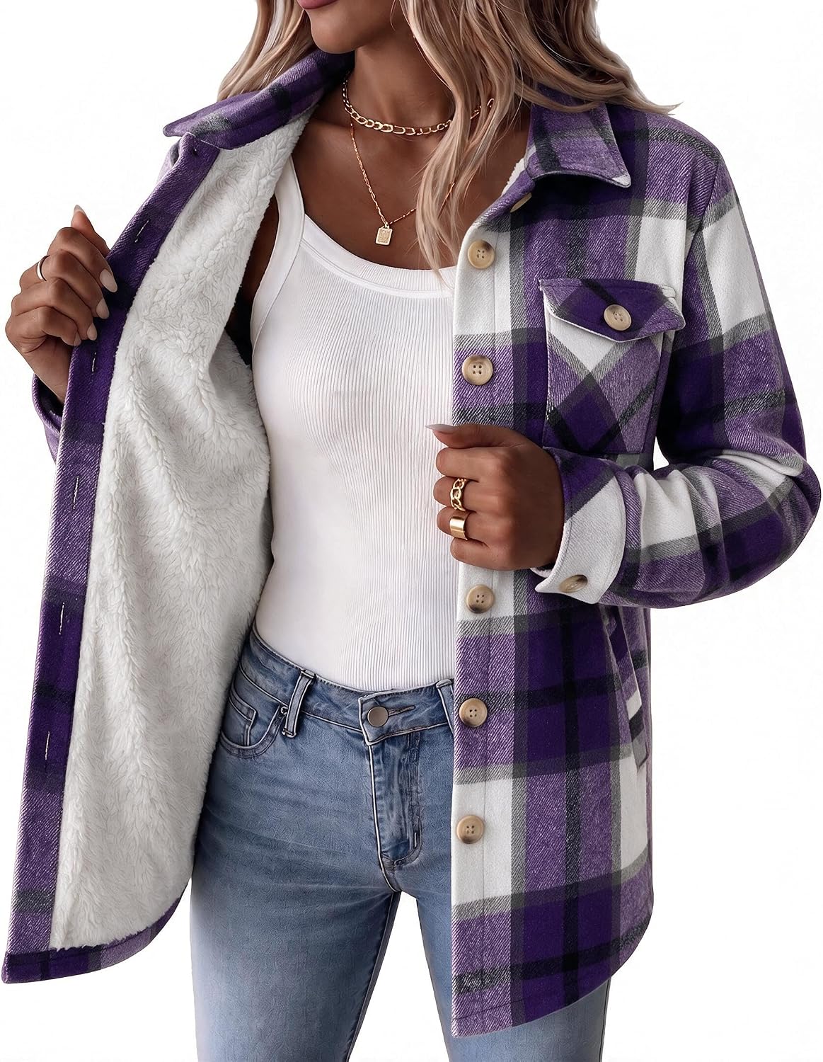 Sherpa Lined Plaid Coat