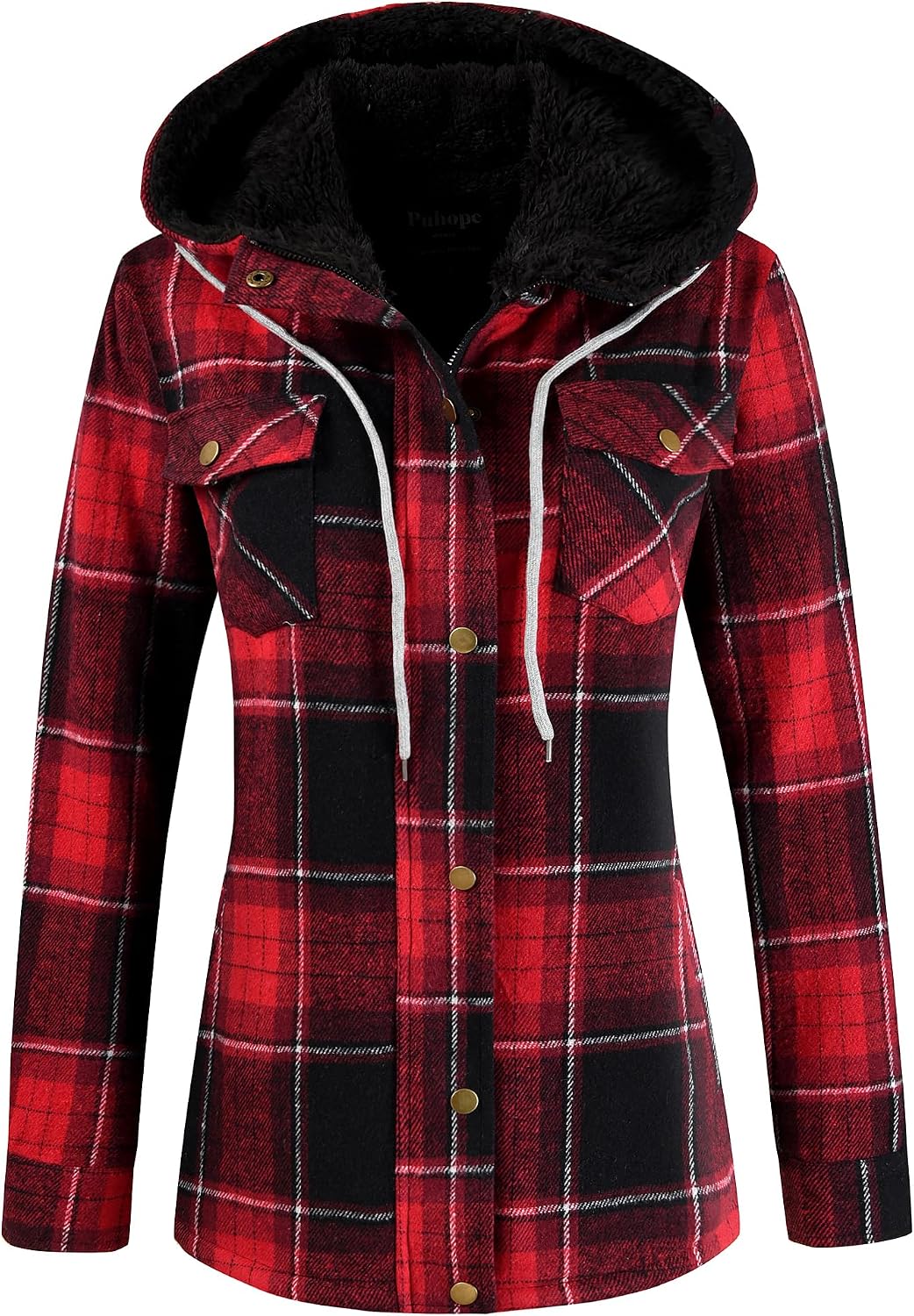 Sherpa Hooded Plaid Jacket