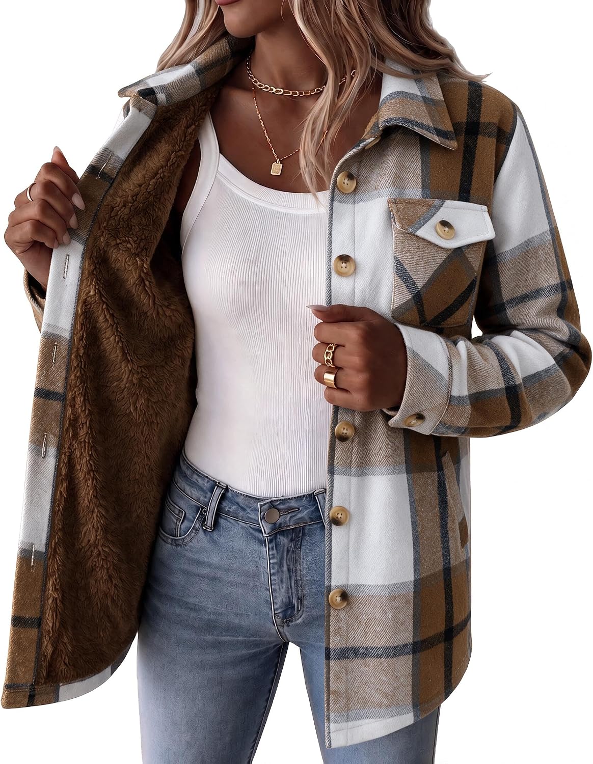 Sherpa Lined Plaid Coat