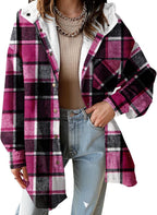 Hooded Fleece Plaid Shacket