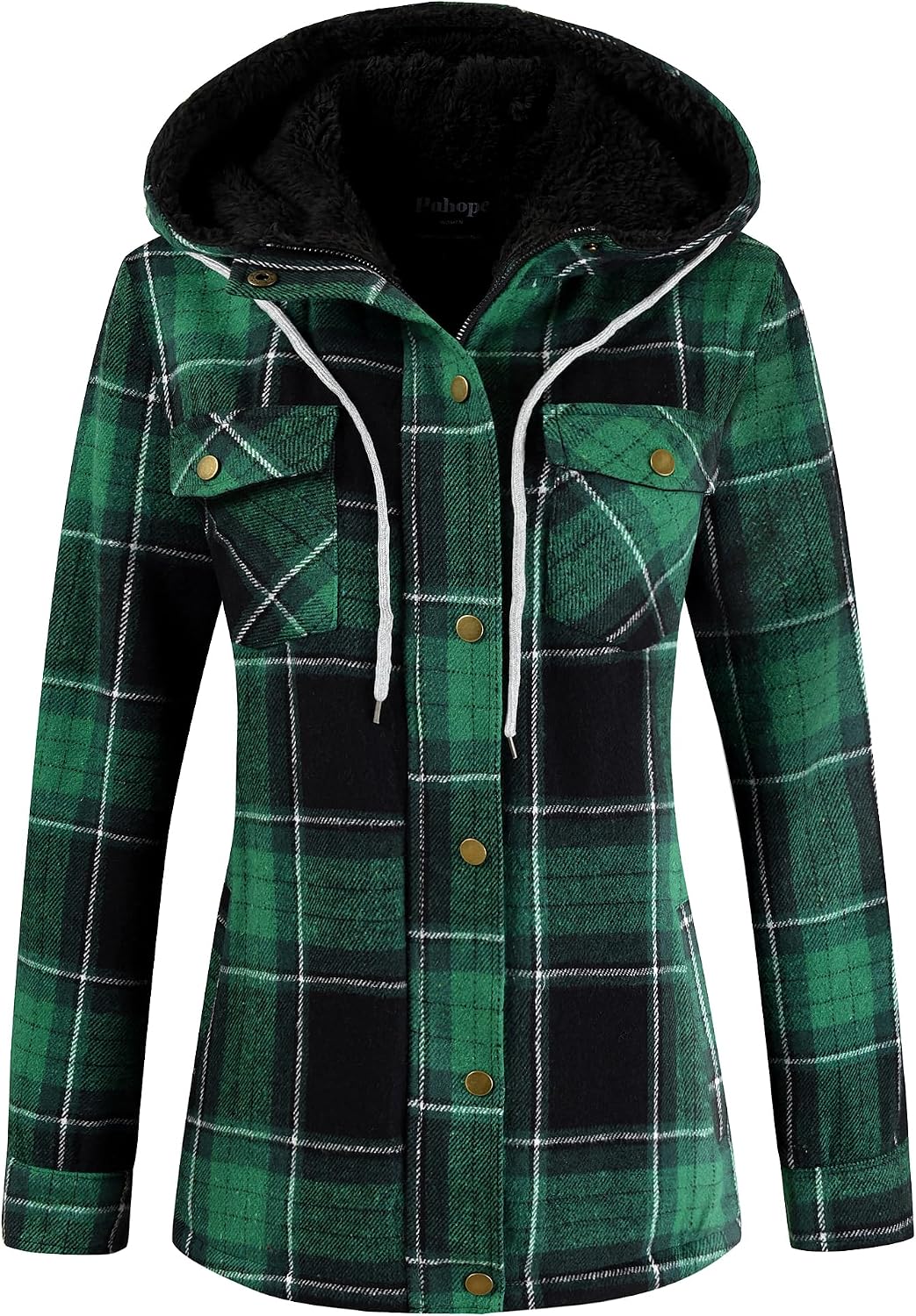 Sherpa Hooded Plaid Jacket