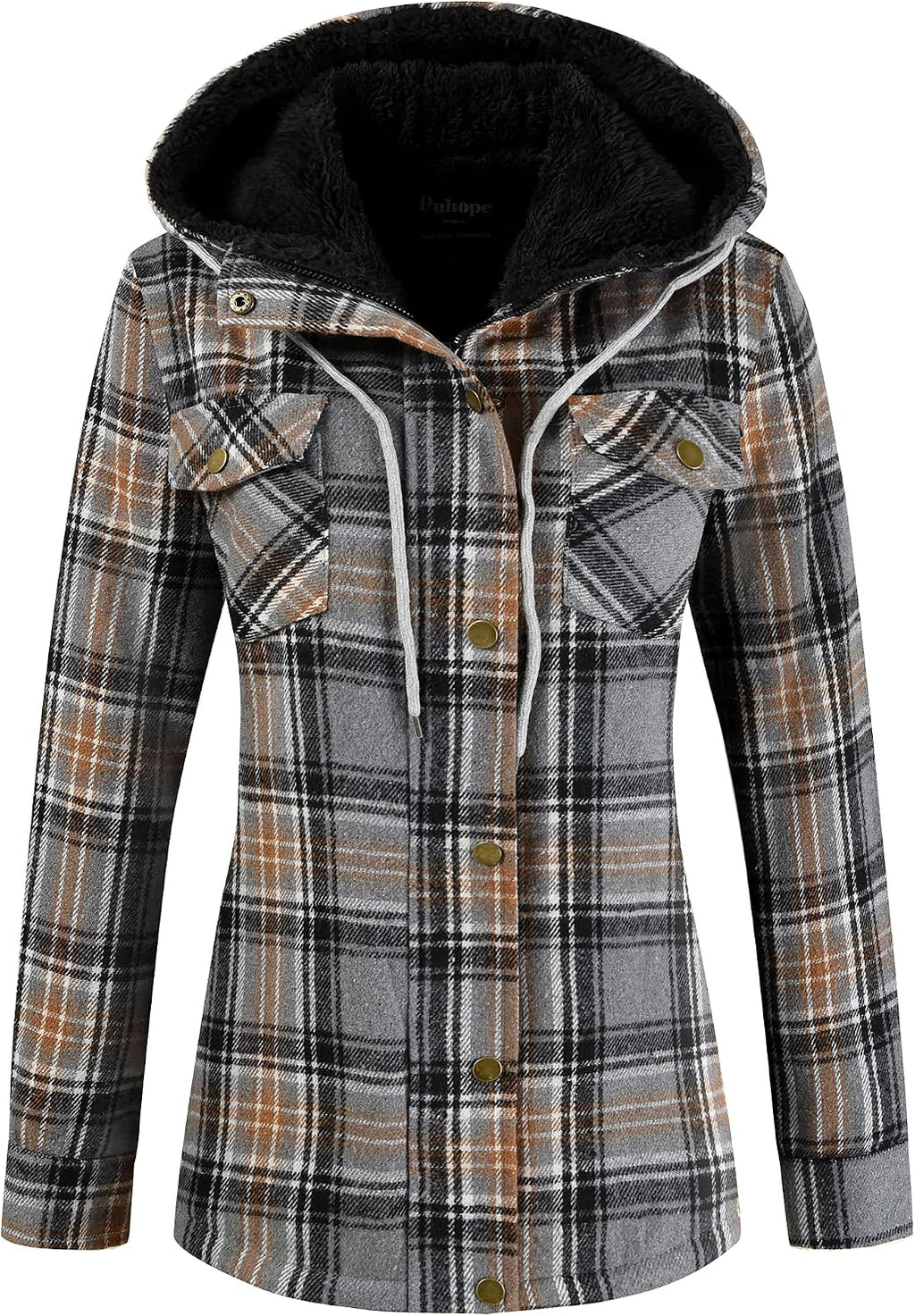 Sherpa Hooded Plaid Jacket