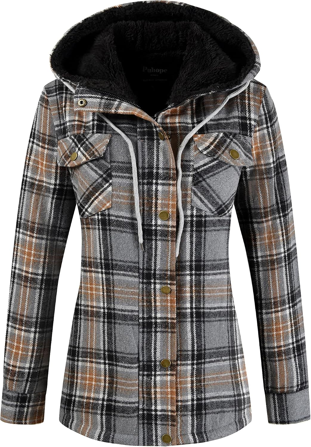 Sherpa Hooded Plaid Jacket