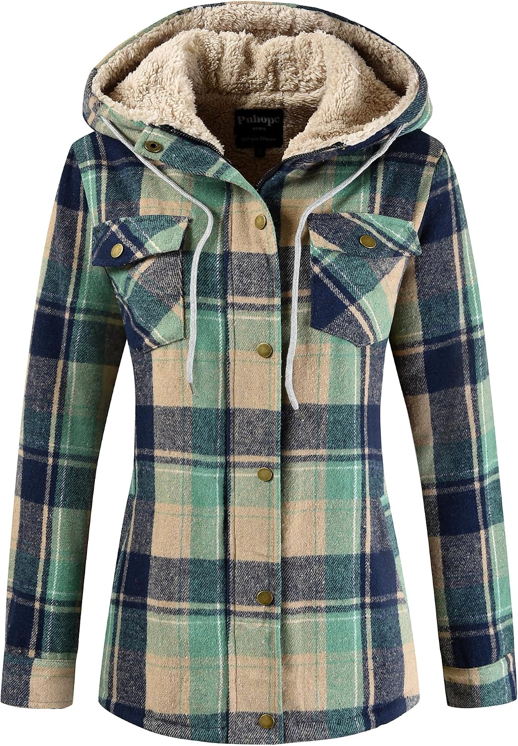 Sherpa Hooded Plaid Jacket