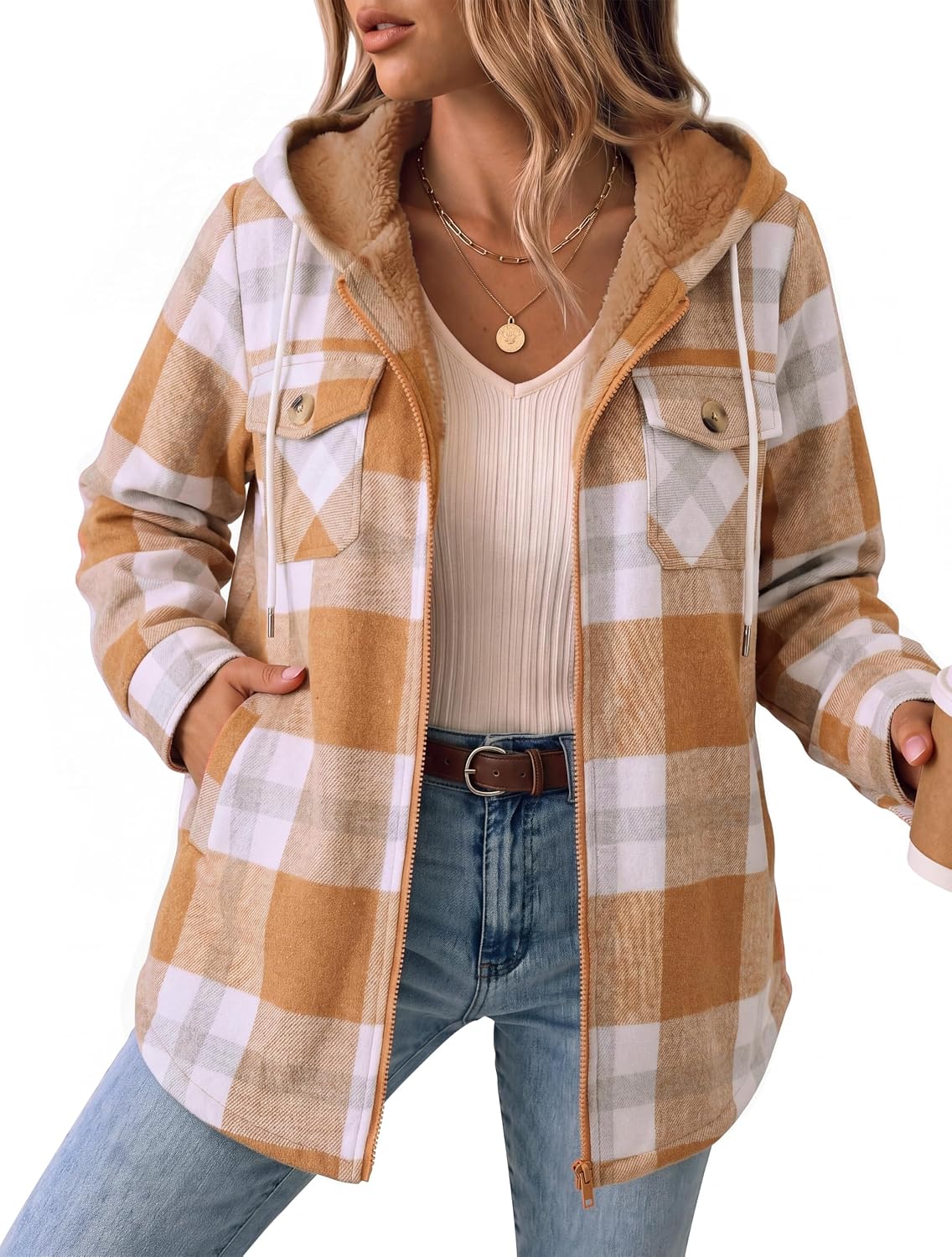 Fleece Lined Hooded Shacket