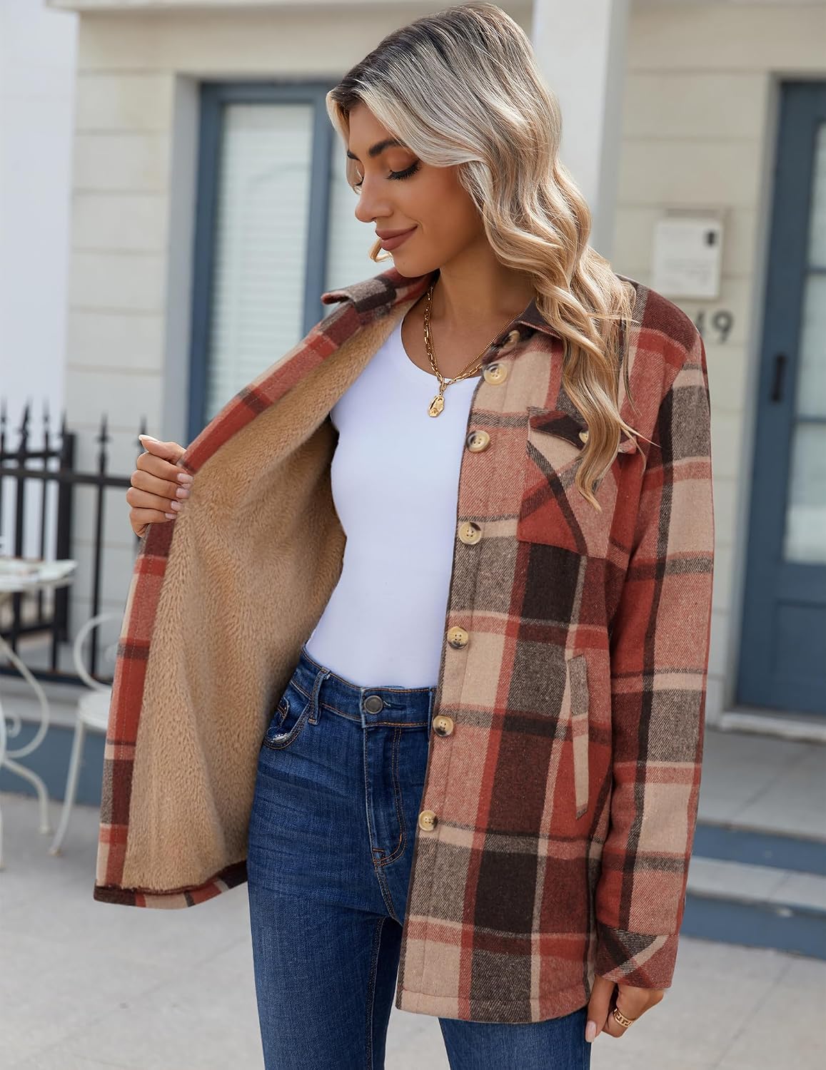 Sherpa Lined Plaid Coat