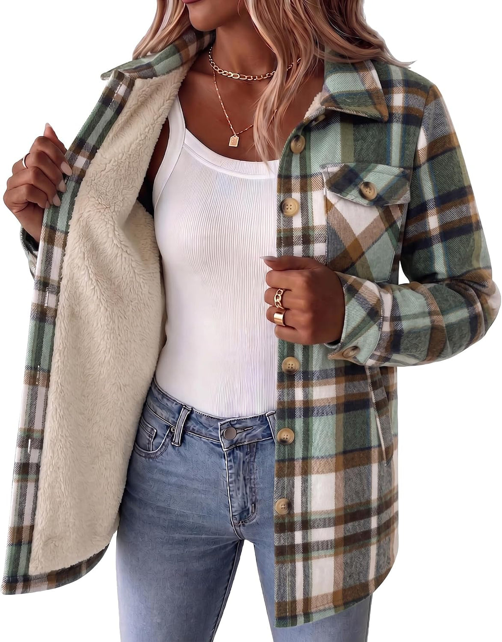 Sherpa Lined Plaid Coat