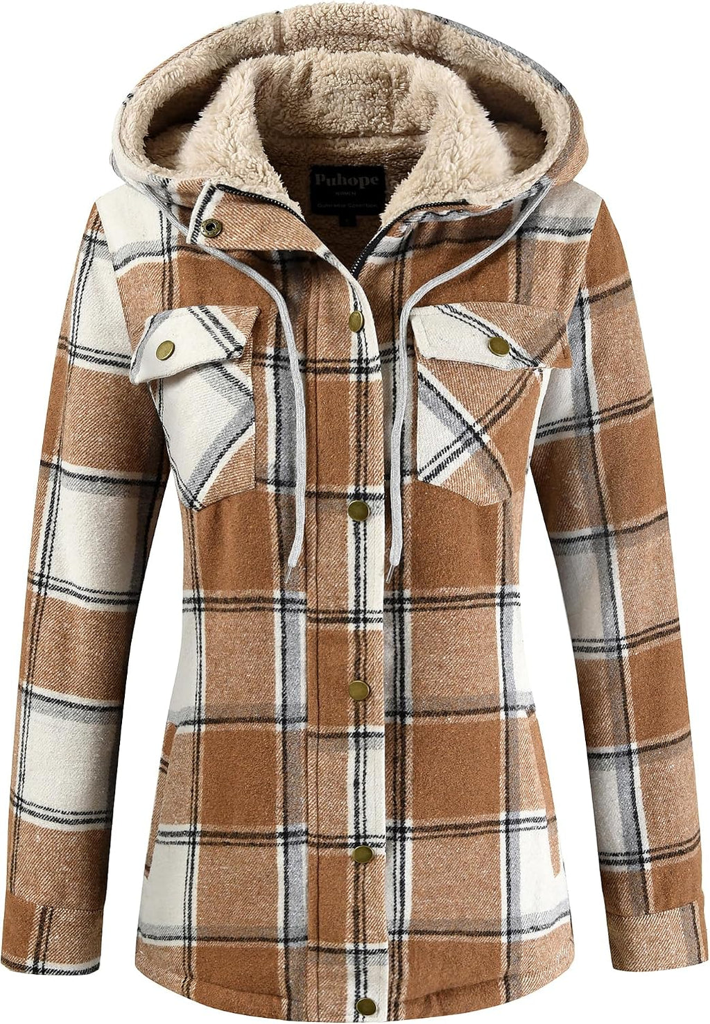 Sherpa Hooded Plaid Jacket