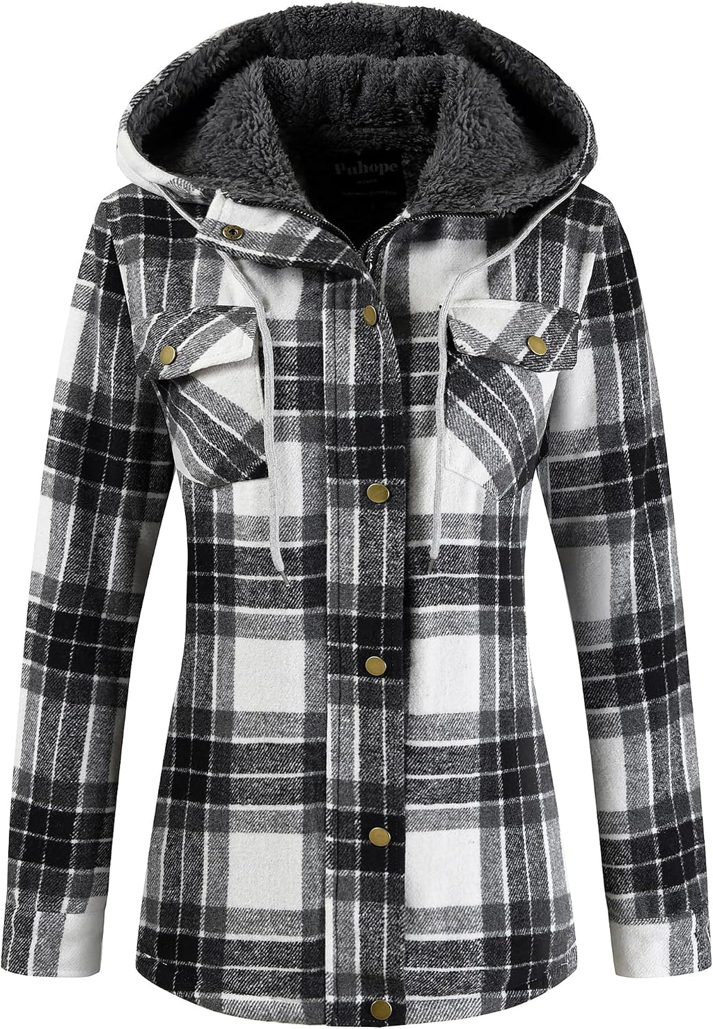 Sherpa Hooded Plaid Jacket