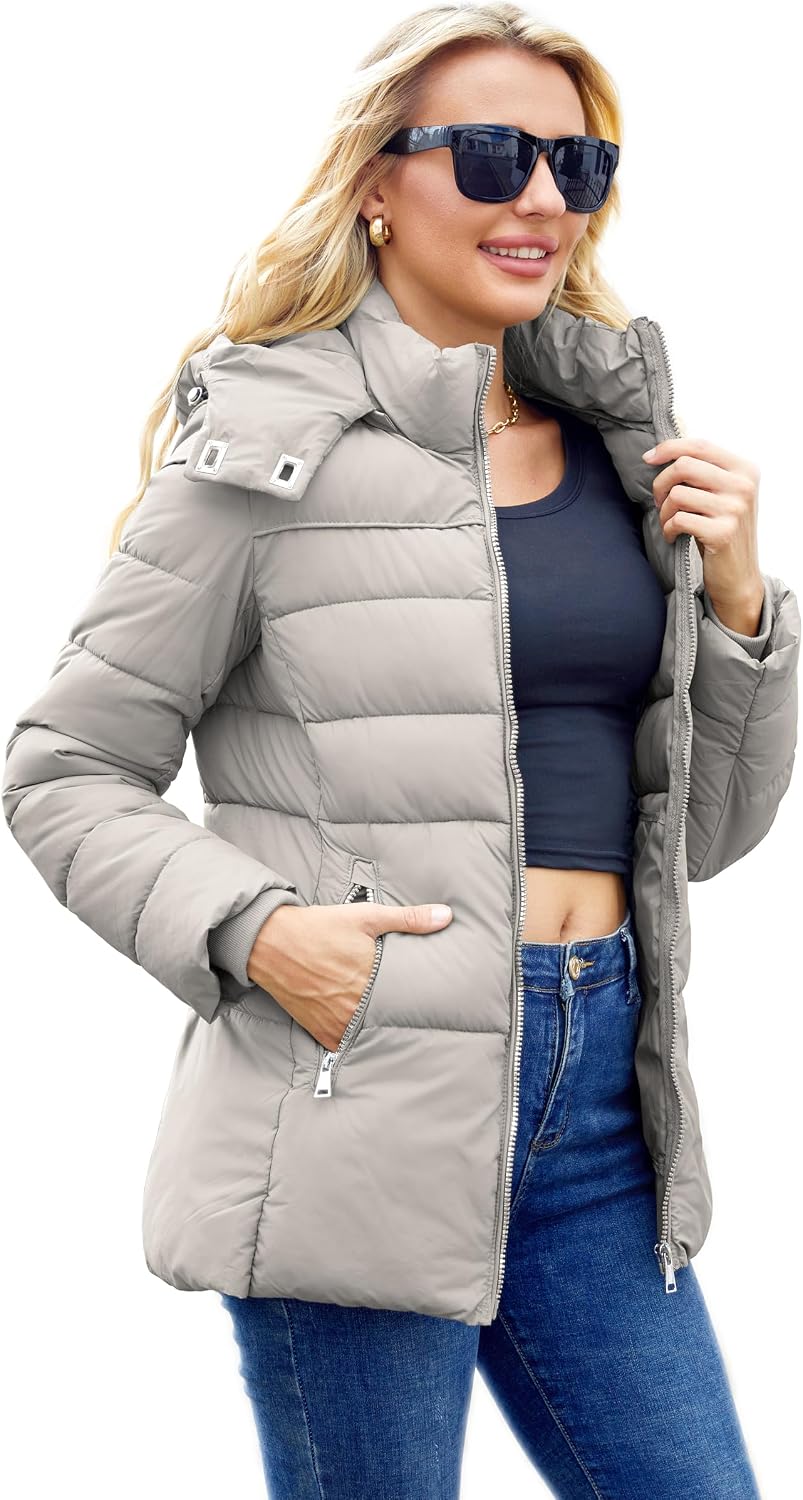 Packable Puffer with Hood Warm Lightweight