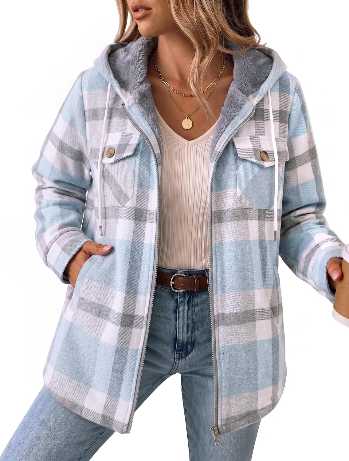 Fleece Lined Hooded Shacket