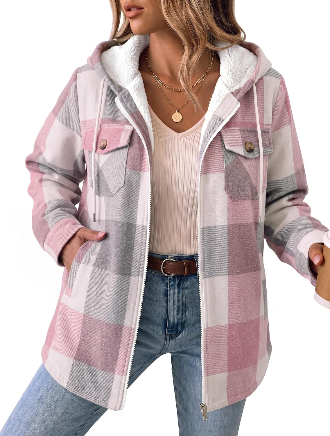 Fleece Lined Hooded Shacket