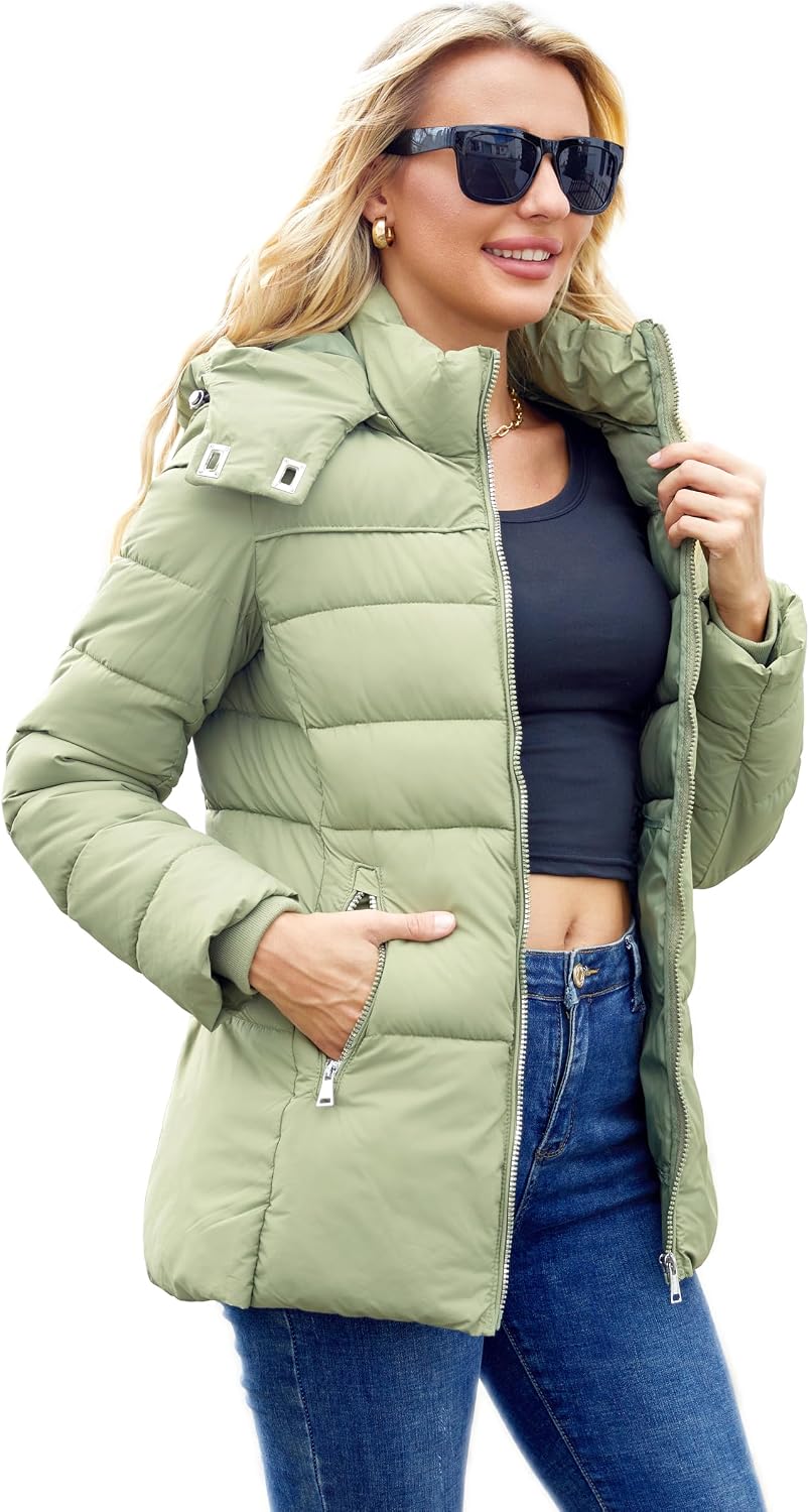 Packable Puffer with Hood Warm Lightweight