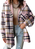 Hooded Fleece Plaid Shacket