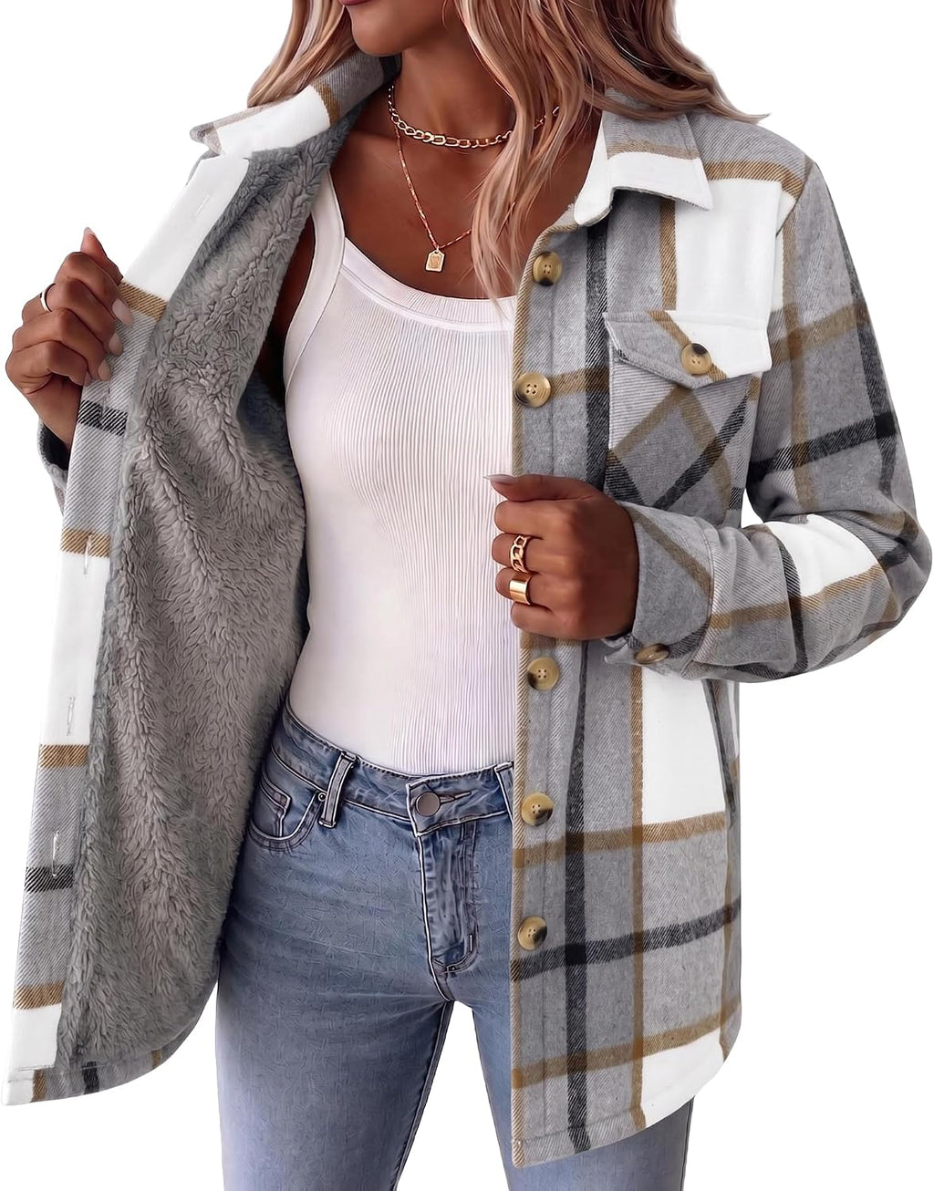 Sherpa Lined Plaid Coat