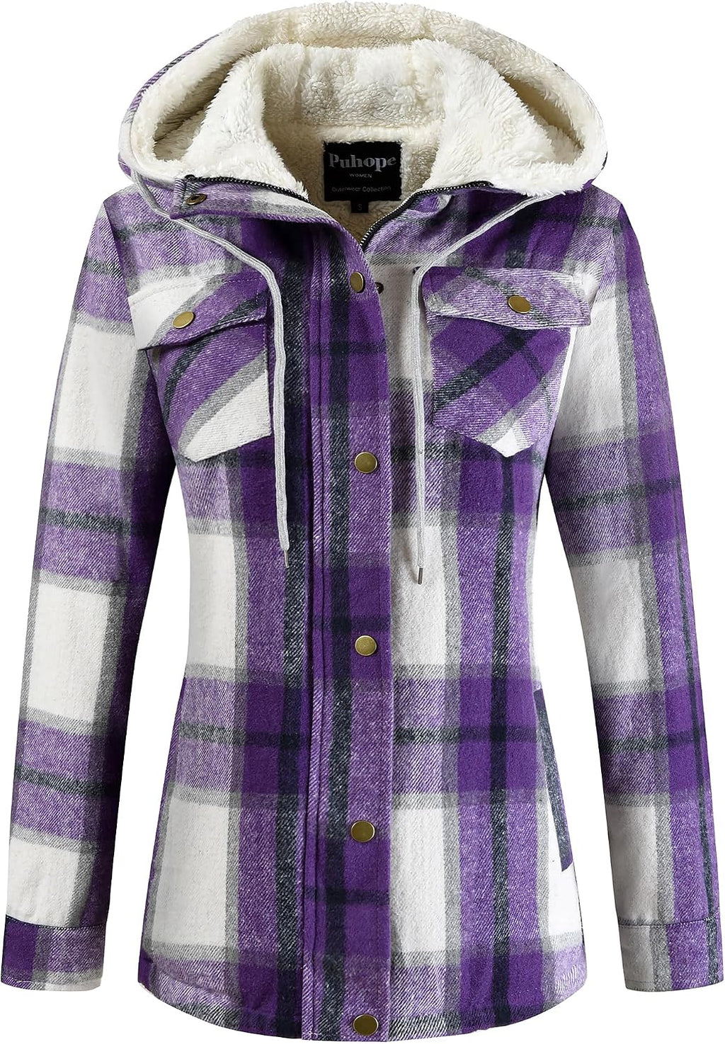 Sherpa Hooded Plaid Jacket