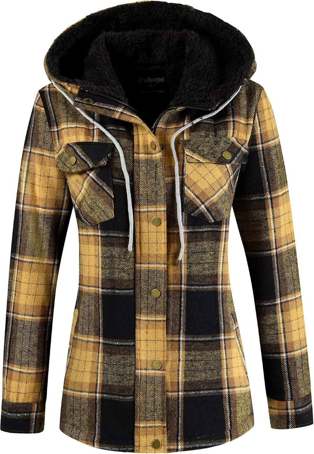 Sherpa Hooded Plaid Jacket