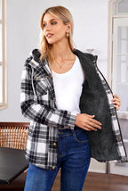 Sherpa Hooded Plaid Jacket