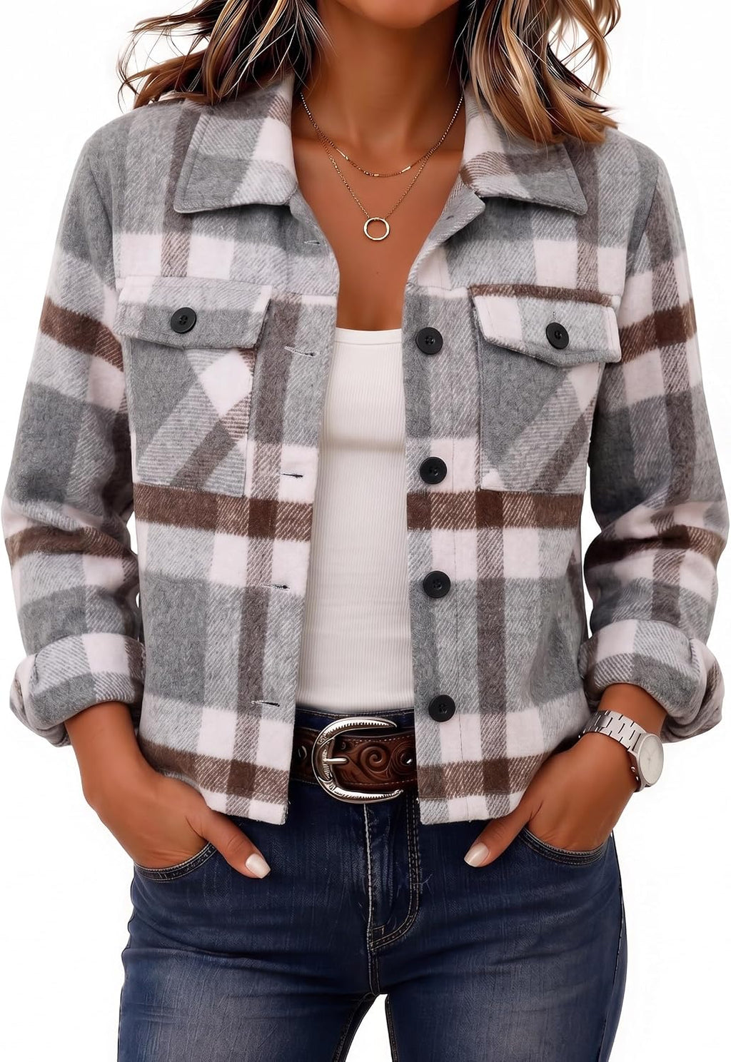 Cropped Plaid Shacket