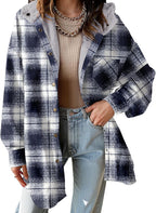 Hooded Fleece Plaid Shacket