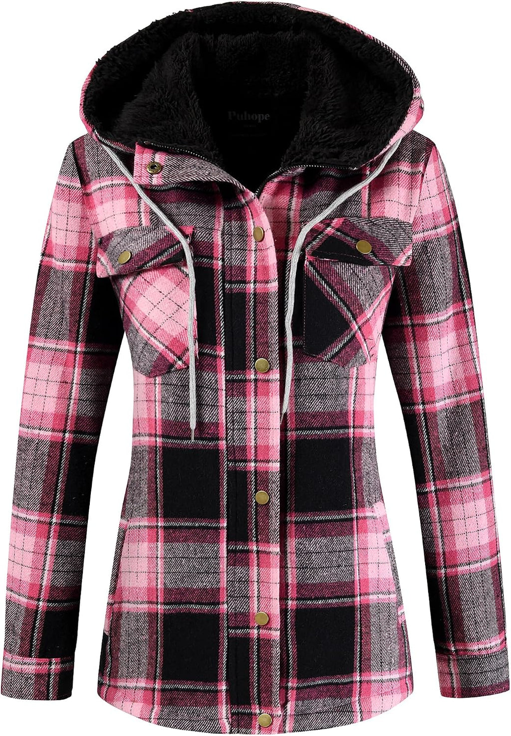 Sherpa Hooded Plaid Jacket