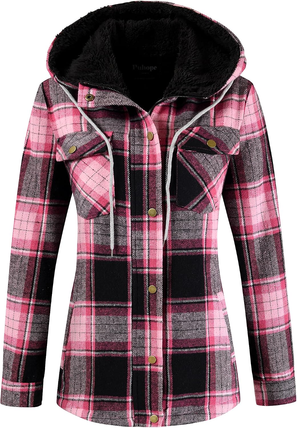 Sherpa Hooded Plaid Jacket