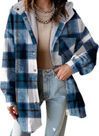 Hooded Fleece Plaid Shacket