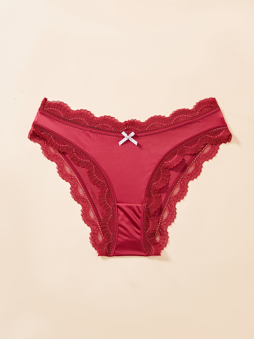 [Lace Trim Briefs] Women's Plus Size Slip-Through Patchwork Lace Trim Elegant Sexy Close-Fitting Comfortable Soft Briefs