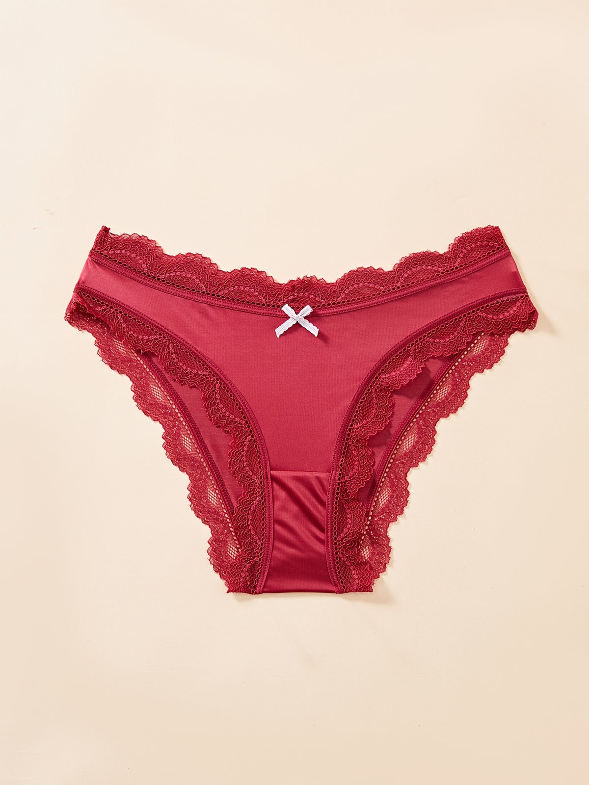 [Lace Trim Briefs] Women's Plus Size Slip-Through Patchwork Lace Trim Elegant Sexy Close-Fitting Comfortable Soft Briefs