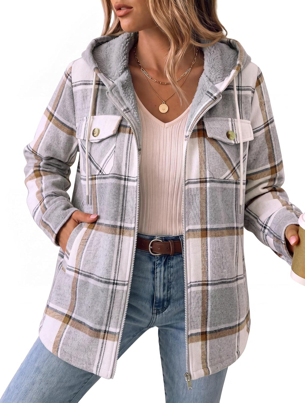 Fleece Lined Hooded Shacket