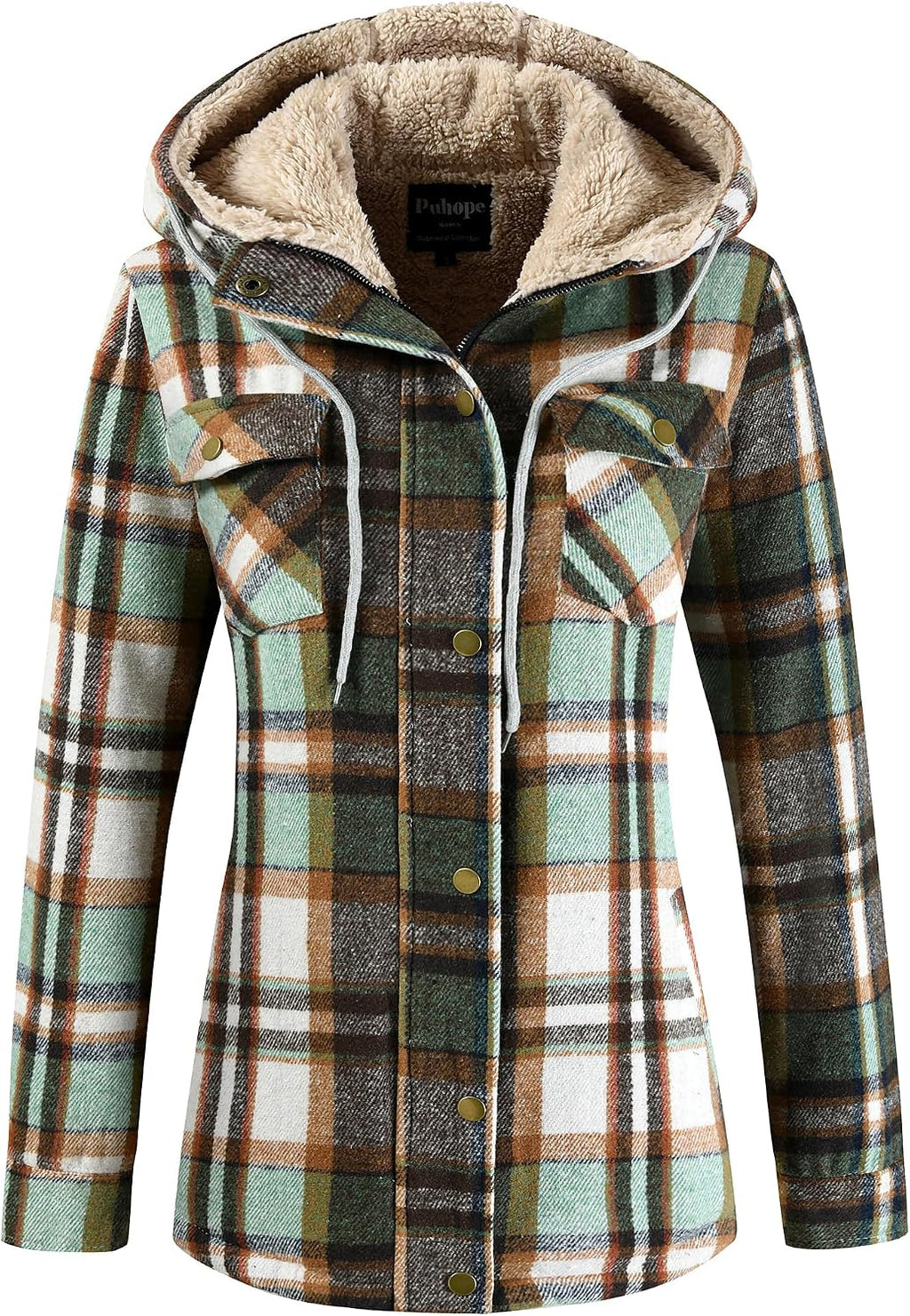 Sherpa Hooded Plaid Jacket