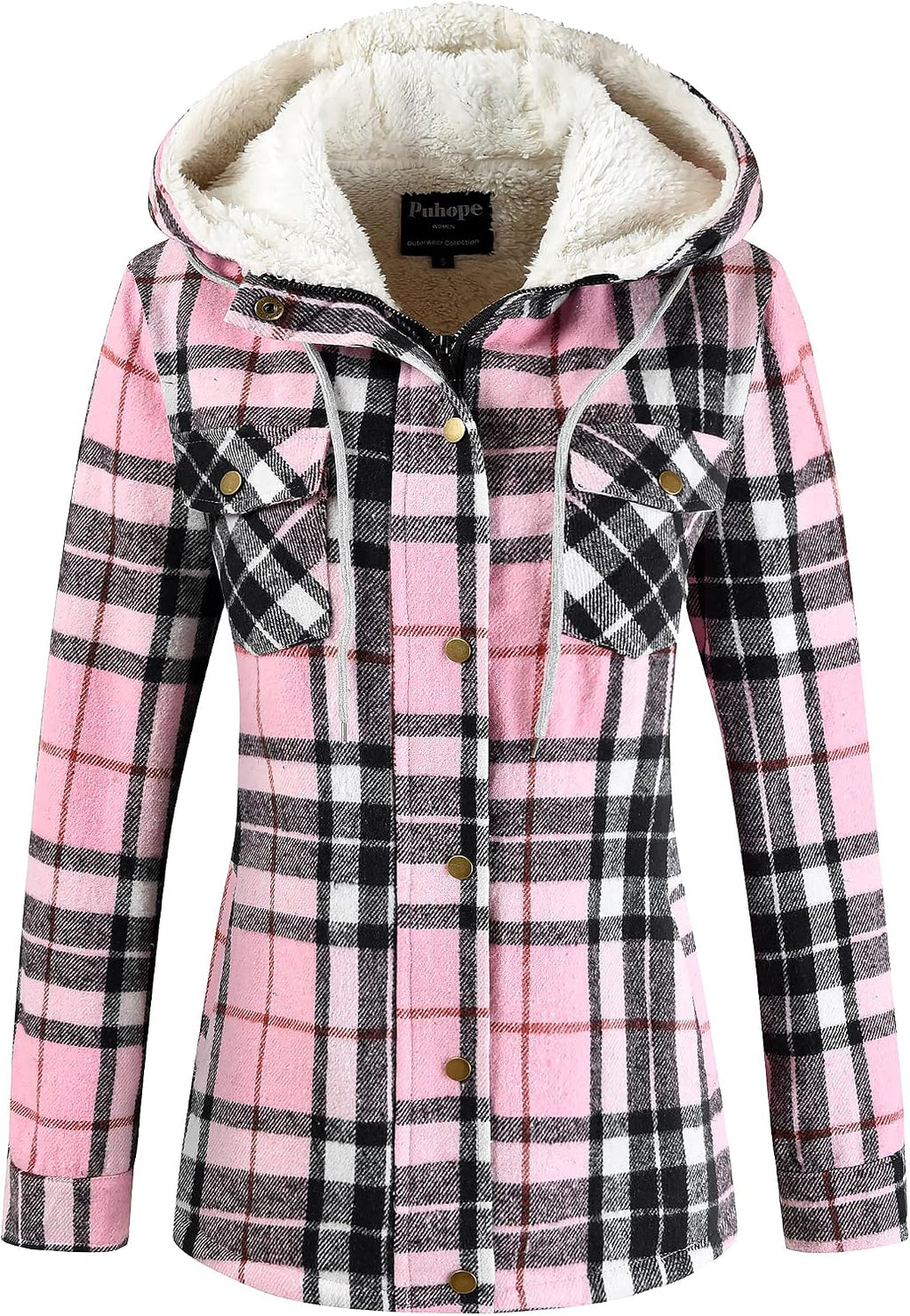 Sherpa Hooded Plaid Jacket