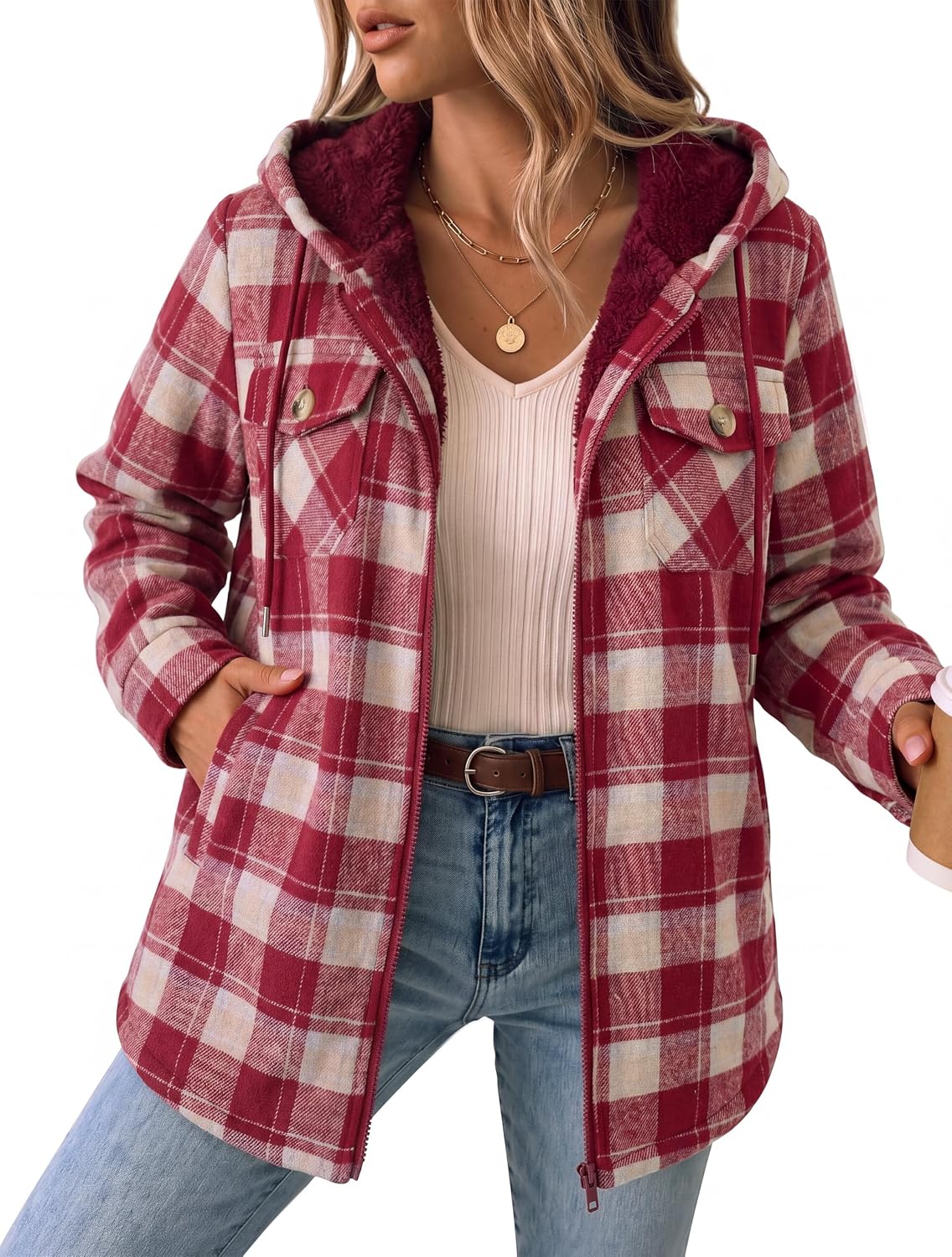 Fleece Lined Hooded Shacket